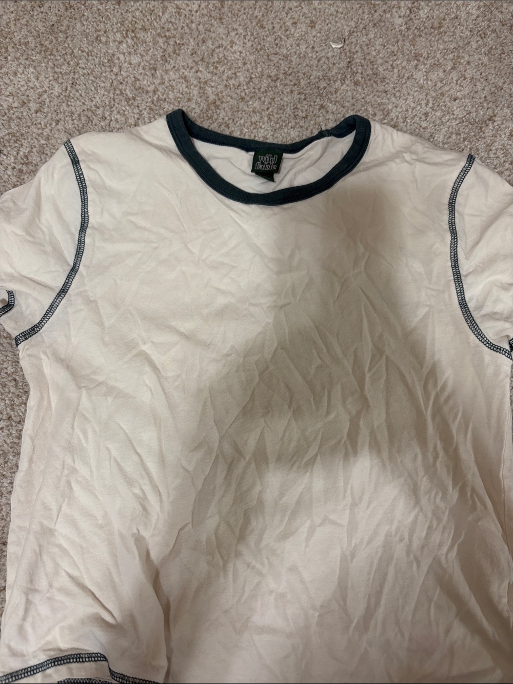 wild fable White Tee with Dark Navy Trim Collar